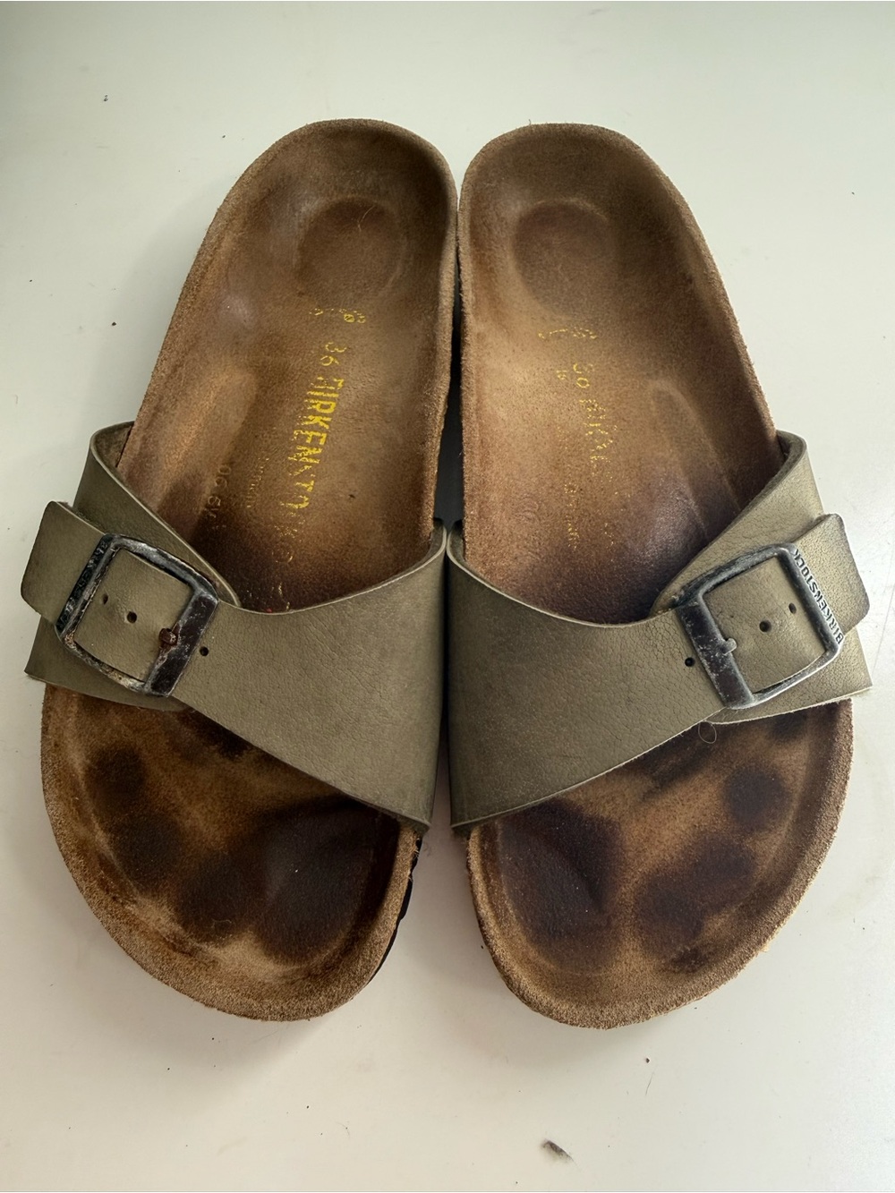 Birkenstock Madrid women size 5 Taupe Brown Cross Strap Sandals - Picture 2 of 9